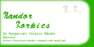 nandor korpics business card